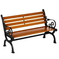 Outsunny 47 Inch Outdoor Garden Bench, Patio Loveseat with Unique Armrests, Slatted Seat Back, 528 lbs. Capacity, Teak Colour(m-9)