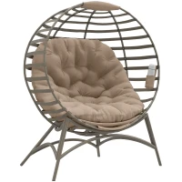 Outsunny Egg Chair, Patio Lounge Chair, Foldable Basket Chair with Large Seat Cushion, Side Pocket, Sand(m-12)