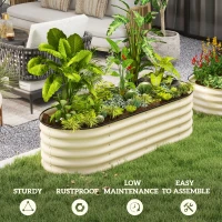 Outsunny 5' x 2' x 1.5' Large Outdoor Planter Box, Galvanized Raised Garden Bed with Metal Plant Stake, Cream White(m-7)