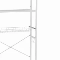 HOMCOM Over-the-Toilet Storage Shelf, 3-Tier Over-Toilet Bathroom Organizer with Adjustable Shelves and Pull-Out Basket, White(m-9)