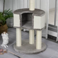 PawHut 43" Plush Cat Tree Activity Condo with Sisal Scratching Posts, Elevated Comfortable Perch, & Roomy Interior Area(m-5)