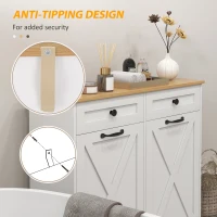 HOMCOM Tilt Out Laundry Cabinet, Bathroom Storage Cabinet with 2 Removable Baskets and 2 Drawers, White(m-6)