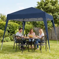 Outsunny 8' x 8' Pop Up Canopy, Outdoor Folding Tent, Portable Party Tent with Carrying Bag for Camping, Party, Picnic, Blue(m-8)