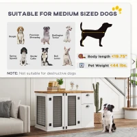 PawHut 44" Furniture Dog Crate with Double Door, Storage & Drawer for Medium Sized Dogs, White(m-8)