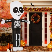 HOMCOM 10ft Halloween Inflatable Skeleton Ghost Decoration, LED Lighted for Home Indoor Outdoor Garden Lawn Decoration Party Prop(m-8)