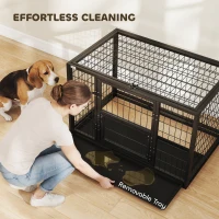 PawHut 37 Inch Heavy Duty Dog Crate, Large Metal Dog Kennel with Removable Tray, 3 Doors and Secure Lock(m-7)