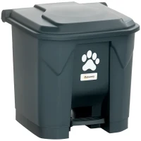 Outsunny Dog Poop Outdoor Garbage Bin, 8 Gal Pet Waste Garbage Can with Lid and Pedal, Waterproof Plastic Trash Can, Dark Grey(m-9)