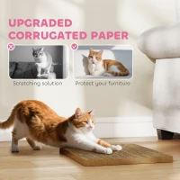 PawHut Cat Scratcher House, 2-in-1 Cardboard Cat Scratching Pad with Door, 4 Paw-Shaped Vents and Grass for Indoor, Pink(m-5)