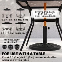 Outsunny Umbrella Base, Heavy Duty Concrete Base Holder with Steel Pole, Round Parasol Stand for Patio, Outdoor, Backyard, Black(m-4)