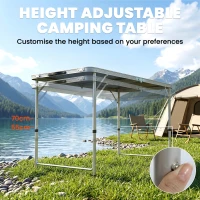 Outsunny Folding Picnic Table Camping Table and Chairs Use for BBQ Picnic Garden Parties 47.2" L x 23.6" W x 21.7" -27.6" H Black(m-5)