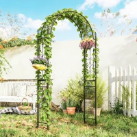 Outsunny 7.5 ft Steel Garden Arch, Outdoor Trellis Arbor with Scrollwork for Climbing Plants, Wedding Arch, Black(m-8)