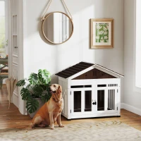 PawHut 40"L Wooden Dog House Outdoor Indoor for Small, Medium, Large Dogs, with Air Vents & Elevated Removable Floor(m-13)