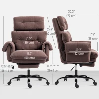 HOMCOM Reclining Executive Computer Desk Chair, Ergonomic Office Chair with Footrest and Thickly Padded, Coffee(m-3)