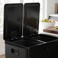 HOMCOM Garbage Bin, Soft-Close Trash Can with Foot Pedal, 2x5 Gallon (2x20 L) Garbage Can with Removable Inner Buckets, Black(m-10)