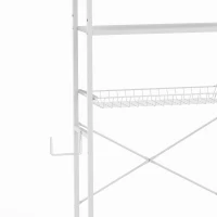 HOMCOM Over-the-Toilet Storage Shelf, 3-Tier Over-Toilet Bathroom Organizer with Adjustable Shelves and Pull-Out Basket, White(m-10)