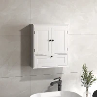 HOMCOM Medicine Cabinet with Adjustable Shelf, Bathroom Wall Cabinet Bathroom Cabinet with Recessed Panels, White(m-8)