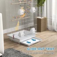 PawHut 39" Bird Cage for Budgie, Cockatiel, Conure, Small Birds, with Ladder, Swing, Toys, Perches, Tray, Feeding Bowls, Handle(m-5)