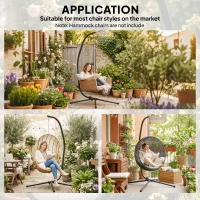 Outsunny Hanging Egg Chair Stand Only, Heavy Duty Hammock Chair Stand, 330lbs Weight, Black(m-6)