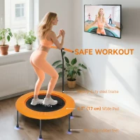 Soozier 39" Mini Exercise Trampoline w/ Adjustable T-Bar Indoor Fitness Rebounder Orange(m-6)