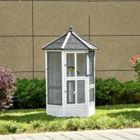 PawHut 72" Aviary Bird Cage, Includes Perches, Lockable Doors, Nesting Areas, Elegant Vintage Flight Enclosure Suitable for Small Parrots, Budgie, Canary, Cockatiel(m-10)