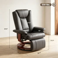 HOMCOM Modern RV Recliner Chair, PU Leather Swivel Recliner Armchair with Footrest for Living Room, Brown(m-3)