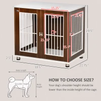 PawHut 34'' Wooden Dog Cage, Modern Wire Dog Crate, Pet Kennel with Door, Lock, Adjustable Foot Pads, for Small and Medium Dogs, Coffee and White(m-3)