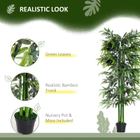 Outsunny Set of 2 6FT Artificial Bamboo Tree Fake Decorative Plant with Nursery Pot for Indoor Outdoor Décor(m-4)