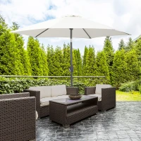 Outsunny 8.5' Round Aluminum Patio Umbrella 6 Ribs Market Sunshade Tilt Canopy w/ Crank Handle Garden Parasol Cream White(m-1)