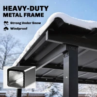 Outsunny 12' x 6' Hardtop Grill Gazebo, BBQ Gazebo with 2 Side Shelves and Galvanized Metal Slope Roof, Black(m-5)