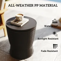 Outsunny 11 Gallon Patio Cooler Side Table, Outdoor Cooler Bar Table with Height Adjustable Top, Drainage Plug, Brown(m-7)