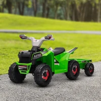 Aosom 6V Electric Toy Car with Back Trailer, Forward Backward, Wear-Resistant Wheels for Ages 18-36 Months, Green(m-8)