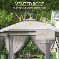 Outsunny 13' x 13' Pop Up Canopy Tent with Netting and Carry Bag, Instant Sun Shelter, Coffee and Beige(m-5)