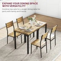 HOMCOM Dining Table Set for 2, 3 Piece Kitchen Table and Chairs with Metal Legs for Small Spaces, Rustic Brown(m-7)