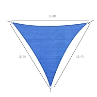 Outsunny Triangle 16.4' Canopy Sun Sail Shade Garden Cover UV Protector Outdoor Patio Lawn Shelter with Carrying Bag (Blue)(m-3)