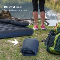 Outsunny Twin Air Mattress, Inflatable Double Air Bed with 2 Pillows, Hand Pump, Flocked Surface for Guest, Camping, Travel, Blue(m-7)
