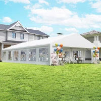 Outsunny 23' x 39' Party Tent, Heavy Duty Outdoor Canopy Tent Shelter with 2 Doors and 12 Windows for Parties, Events, White(m-8)