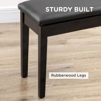 HOMCOM Classic Piano Bench Stool, PU Leather Padded Keyboard Seat with Rubber Wood Legs and Music Storage Compartment, Smooth Seat, Black(m-5)