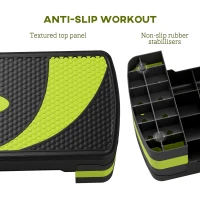 Soozier Adjustable Aerobic Stepper, Exercise Step Platform, Step Exercise Trainer, Workout Fitness Yoga Risers, 4"-6"-8", Green(m-6)