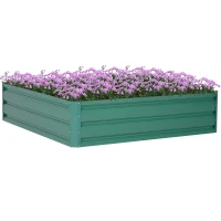 Outsunny 4' x 4' x 1' Raised Garden Bed Galvanized Steel Planter Box for Vegetables, Flowers, Herbs, Green(m-10)
