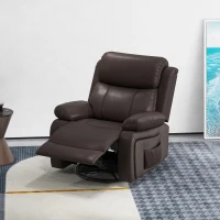 HOMCOM PU Leather Reclining Chair with Vibration Massage Recliner, Swivel Base, Rocking Function, Remote Control, Brown(m-8)