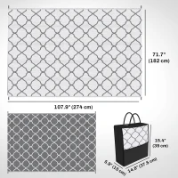 Outsunny Waterproof  Outdoor Rug, 6' x 9' RV Rug Reversible Mat for Backyard, Deck, Picnic, Beach, Camping, Grey & White Net(m-3)