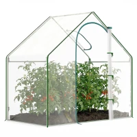 Outsunny 6'x3.3'x5.5' Walk-in Garden Greenhouse with Door and Window, Portable Mini Greenhouse for Plants Flowers Herbs, Steel Outdoor Hot House Growing Tent, Clear Plastic Cover(m-2)