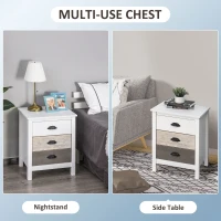 HOMCOM Accent Table Storage Cabinet with 3 Drawers Wooden Bedside Table Night Stand, Home Furniture(m-4)