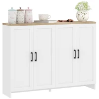 HOMCOM Modern Sideboard Buffet Cabinet, Modern Kitchen Storage Cabinet with 4 Doors Adjustable Shelves, for Dining Room, White(m-9)