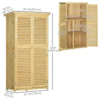 Outsunny 3' x 5' Wooden Garden Storage Shed, Sheds & Outdoor Storage with Asphalt Roof & 2 Large Wood Doors with Lock, Natural(m-3)