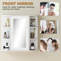 HOMCOM Mirrored Bathroom Wall Cabinet Wall Mounted Medicine Cabinet with Door & Shelves, White(m-5)