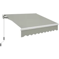 Outsunny 8'x7' Patio Awning Manual Retractable Sun Shade Outdoor Deck Canopy Shelter, Light Grey(m-9)