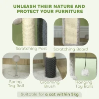 PawHut 41 Inch Cat Tree with Scratching Posts, Cat Bed, Condo, Grooming Brush, Jumping Platforms, Toy Balls(m-5)