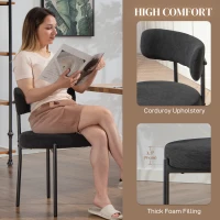 HOMCOM 4 Pieces Kitchen Chairs, Modern Dining Chairs w/ Corduroy Upholstery and Steel Legs for Living Room, Black(m-5)