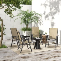 Outsunny 4-Piece Folding Chair Set for Relaxing on Patio Balcony Garden, Comfortable Outdoor Furniture with Armrests, Brown(m-7)